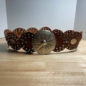 Vintage LAISE ADZER Tan Leather and Grommet Belt.